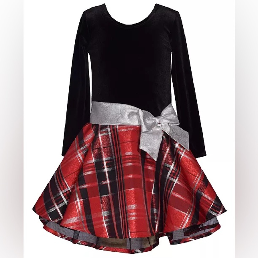 Bonnie Jean Plaid Hipster with Side Bow‎ Dress Christmas Holiday